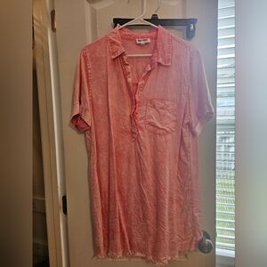 Day + Moon Pink Chambray Vintage Washed Shirt Dress